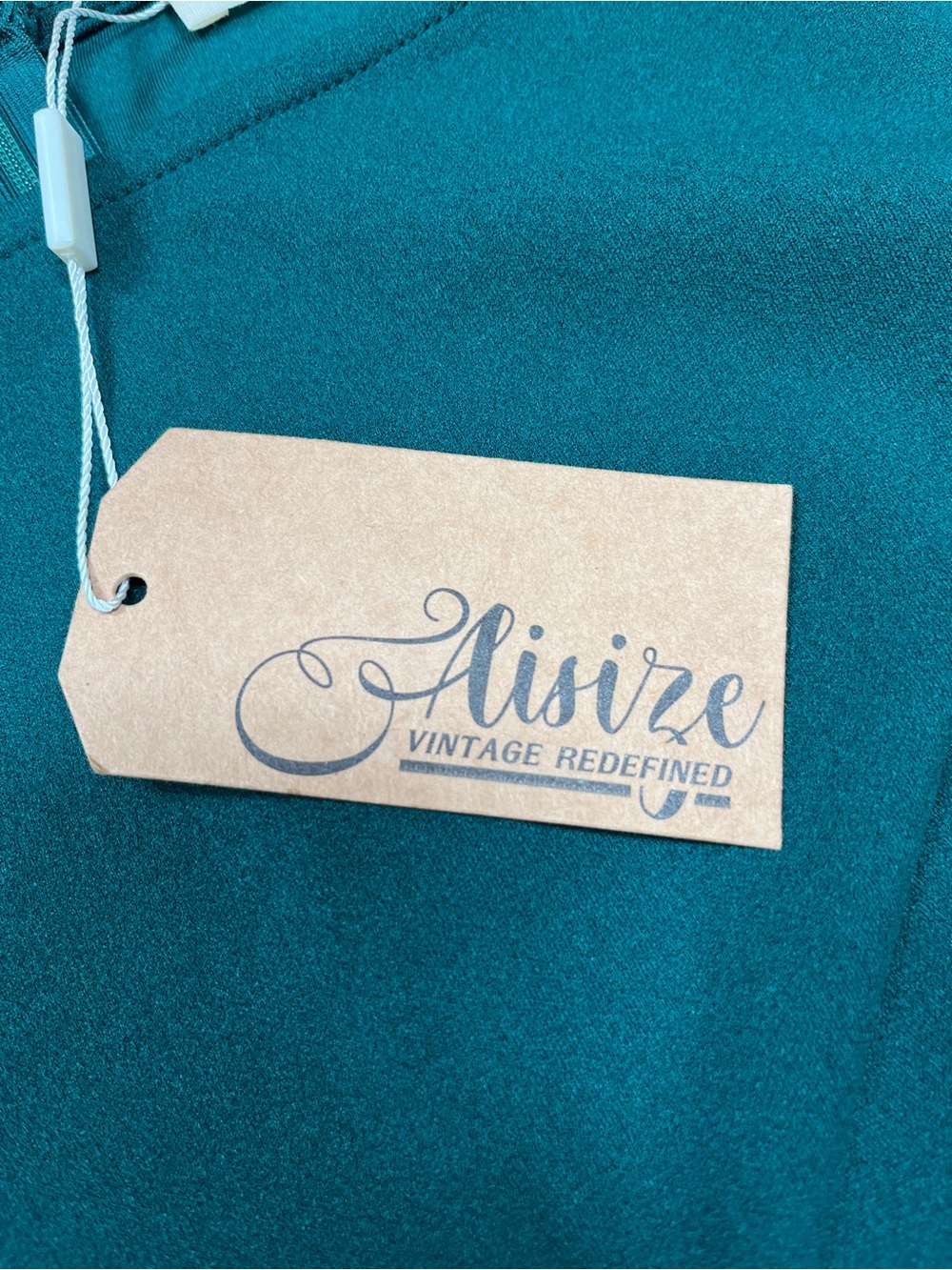AISIZE Dark Green Ruched Sheath Dress Asymmetric Ruffle 3/4 Sleeve Small NWT - Picture 9 of 16